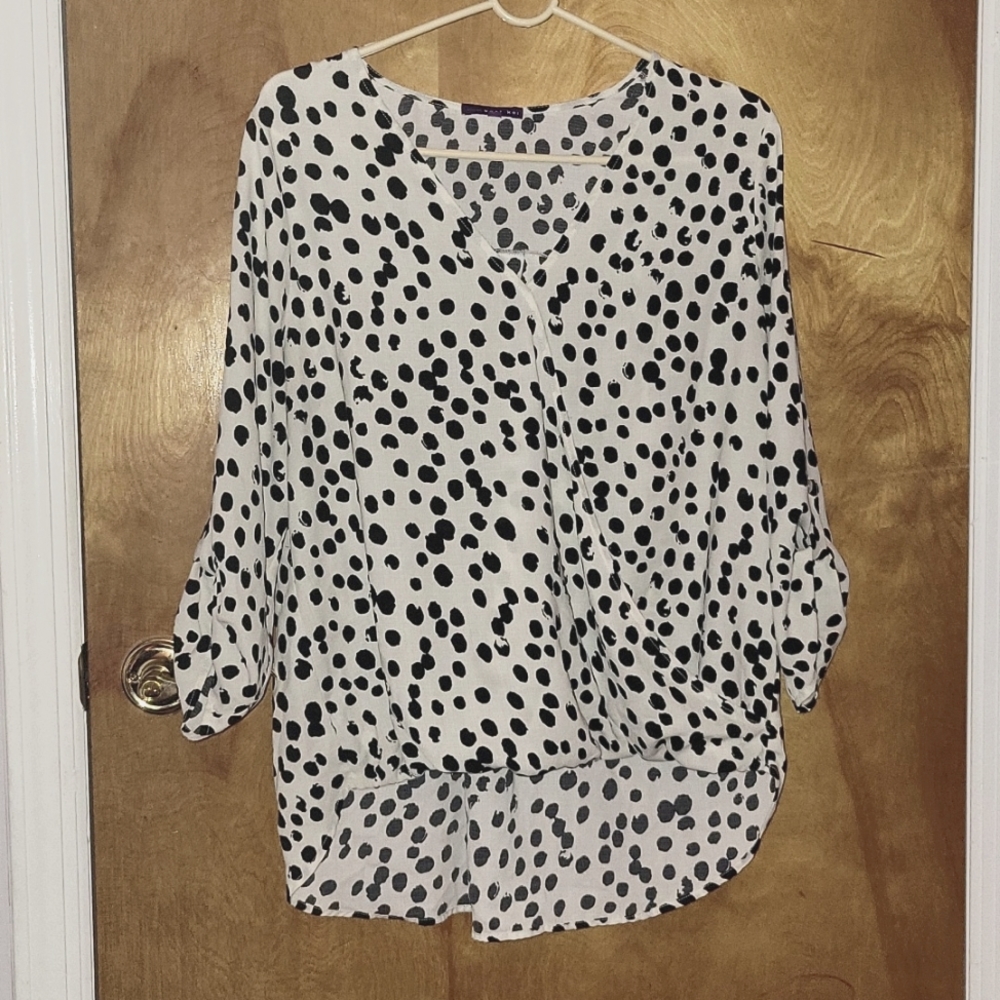 West Kei Allan Surplice Rolltab High Low Blouse.